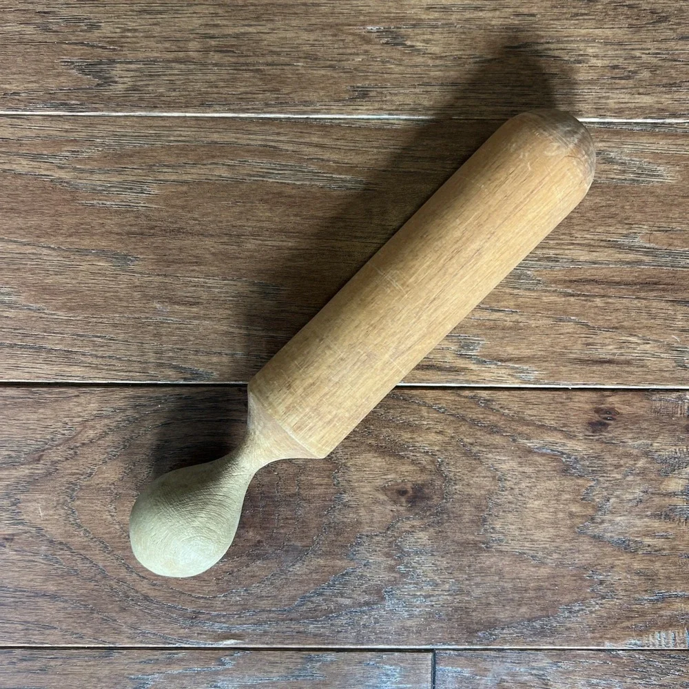 Vintage Wooden Pestle Masher Solid Hard Wood Kitchen Utensil